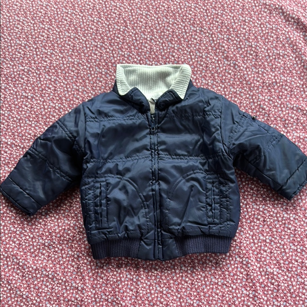 Gymboree Navy Blue Puffer Jacket with Cream Collar